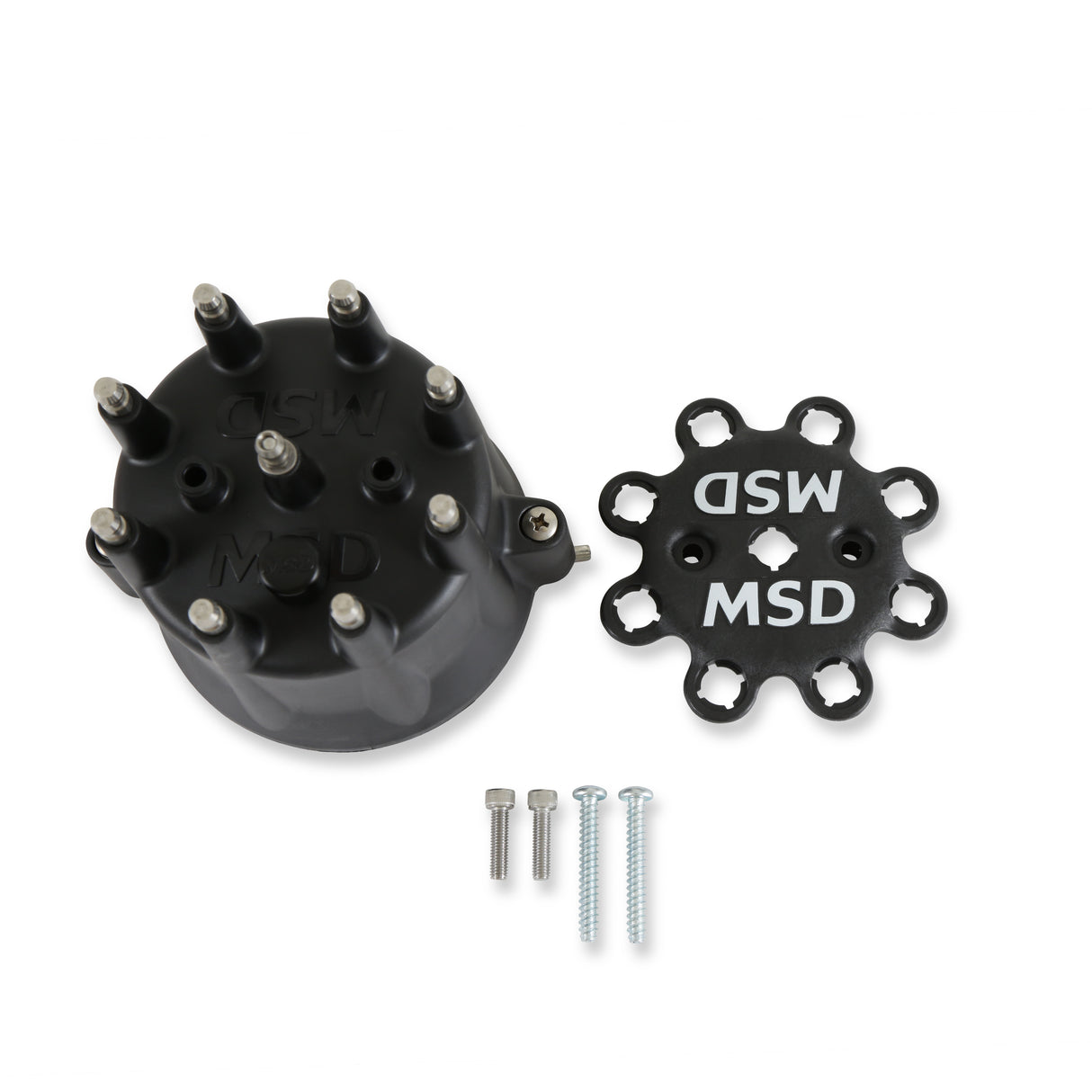MSD Distributor Cap - V8 - HEI Terminals - Black - Spark Plug Wire Retainer - 84333