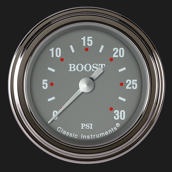 Classic Instruments Silver Gray 2 1/8" Boost Gauge, 30 psi - SG142SLF