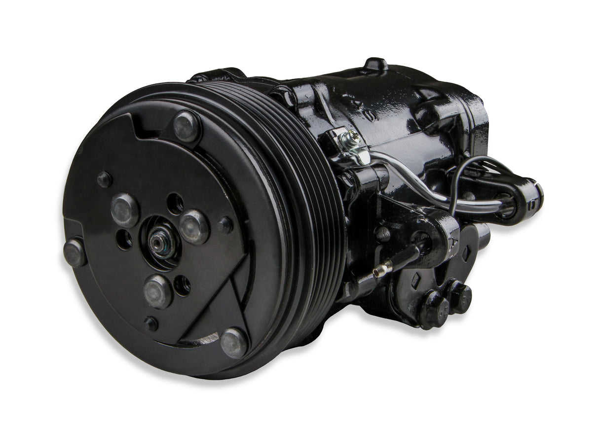 Holley 20-142BK LS High-Mount A/C Accessory Drive Kit - Includes SD7 A/C Compressor, Tensioner, & Pulleys- Black Finish