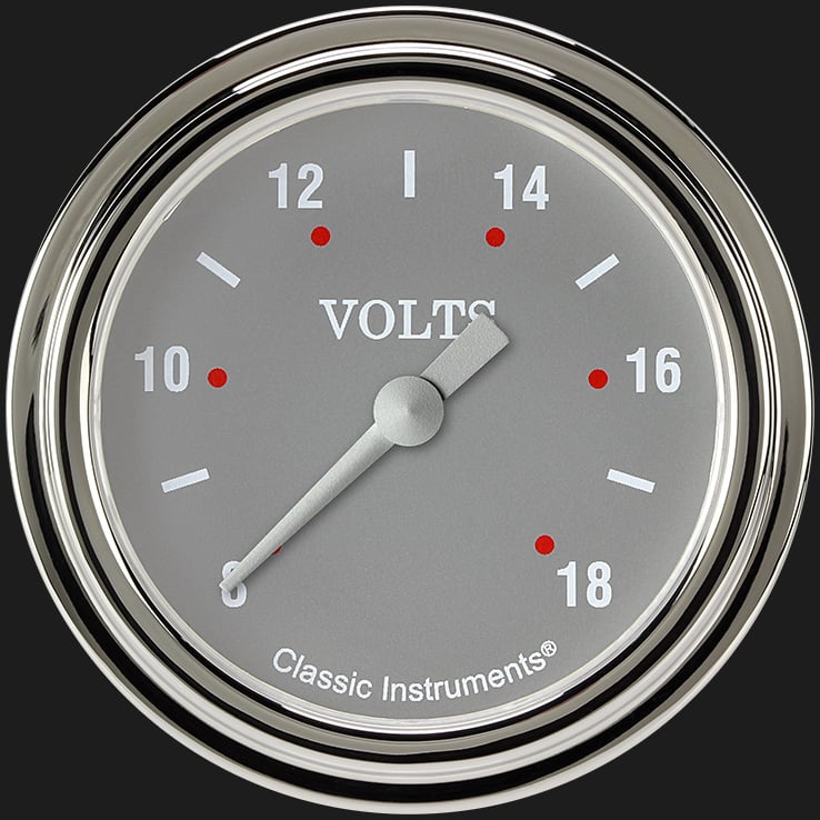 Classic Instruments Silver Gray 2 5/8" Voltage Gauge - SG330SLF