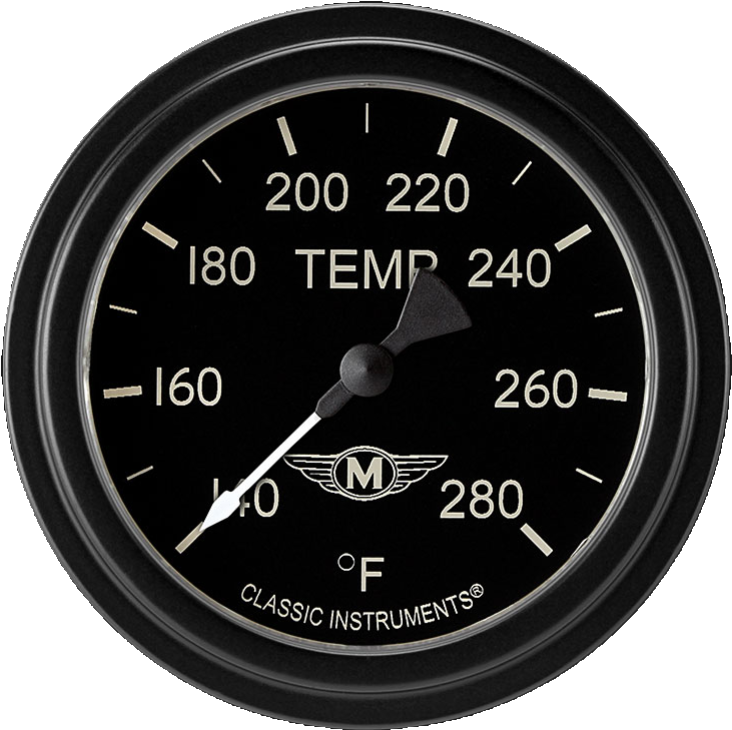 Classic Instruments Moal Bomber 2 5/8" Full Sweep Water Temperature Gauge - MA326BLF-08
