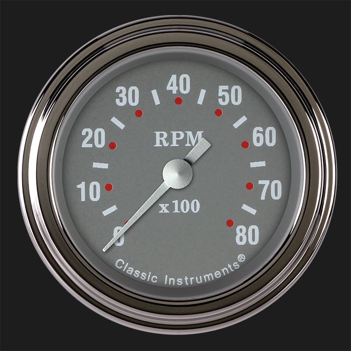 Classic Instruments Silver Gray 2 1/8" Tachometer - SG183SLF