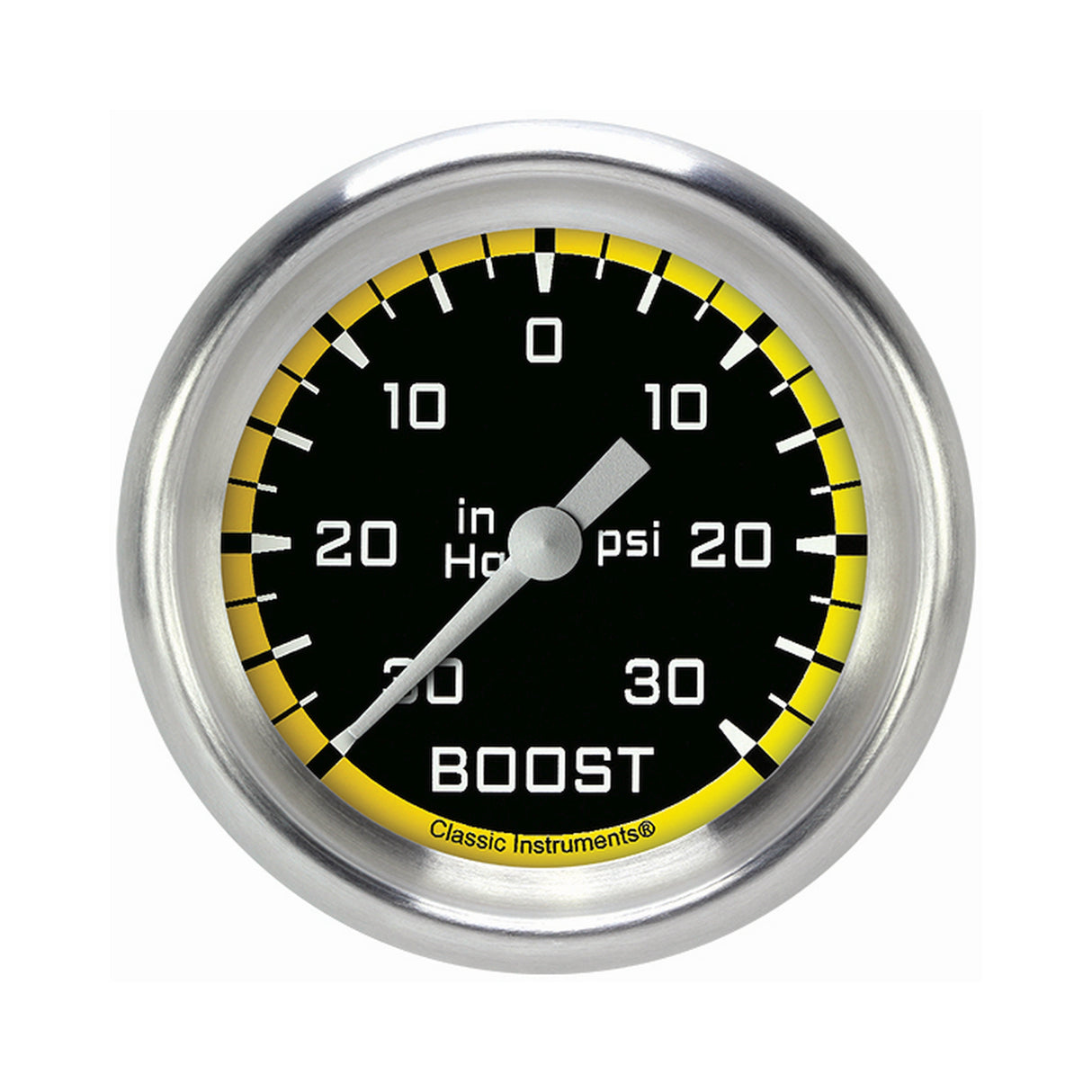 Classic Instruments Autocross Yellow 2 5/8" Boost/Vacuum Gauge - AX341YAPF