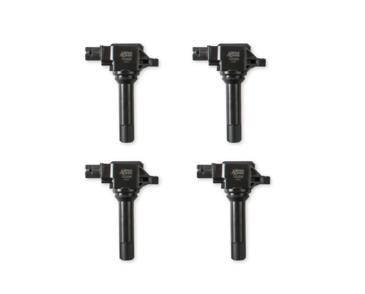 ACCEL Ignition Coils- Fits Subaru, Scion and Toyota 2.0L Boxer 2015-2019, Black 4-Pack - 140089K-4