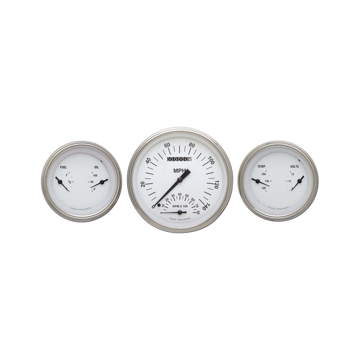 Classic Instruments WHITE HOT 5INSPEEDTACH, 2 - 3IN DUALS-GM - WH61SLC
