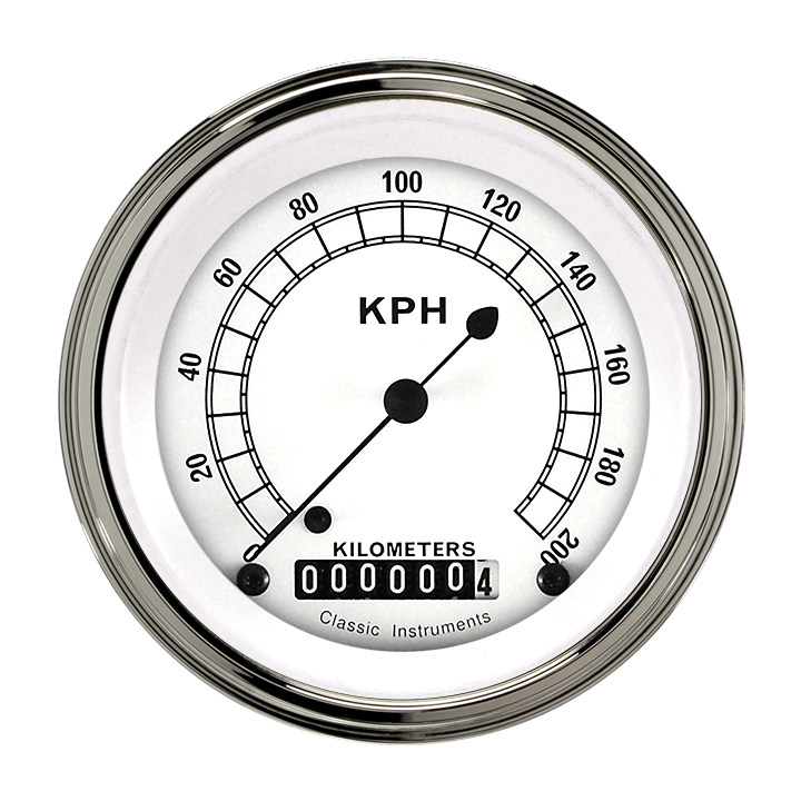 Classic Instruments Classic White 3 3/8" Speedometer - CW59SLF