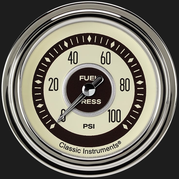 Classic Instruments Nostalgia VT 2 5/8" Fuel Pressure Gauge, 100 psi - NT346SLC