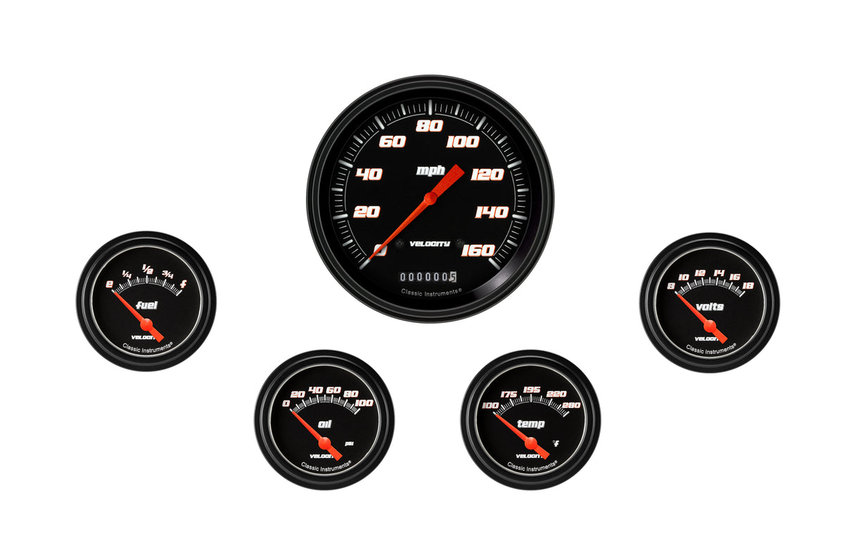 Classic Instruments Velocity Black Five Gauge Set 254 - VS254BBLF