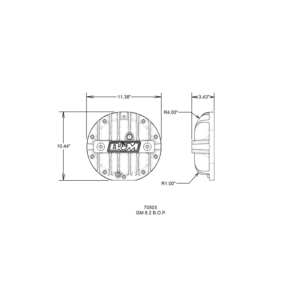 B&M Hi-Tek GM 10-Bolt Aluminum Differential Cover - 8.2-inch BOP - 70503