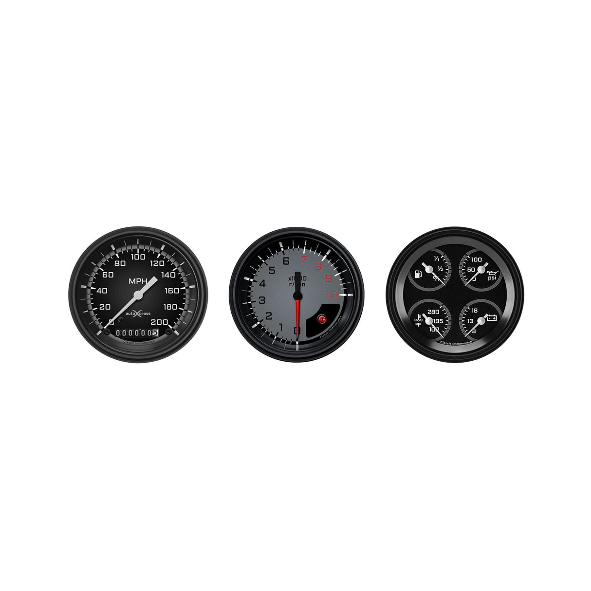 Classic Instruments Auto Cross Gray 6 Gauge Set - AX03GBLF
