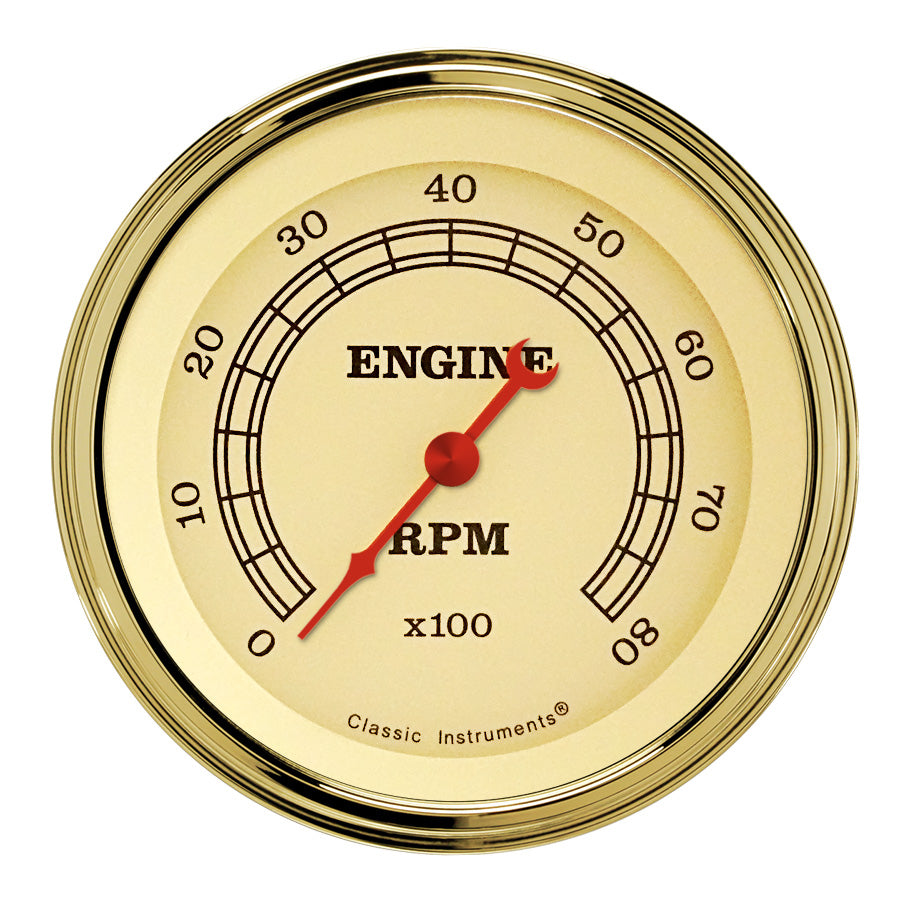 Classic Instruments Vintage 3" Tachometer Gauge (8000 RPM) - VT80GLC