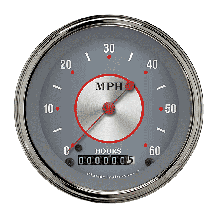 Classic Instruments Silver Series 3 3/8" Low Speed Speedometer - LSSS