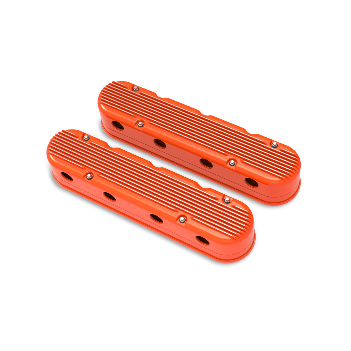 Holley 241-183 2-Piece Finned Valve Cover - Gen III/IV LS - Factory Orange Machined