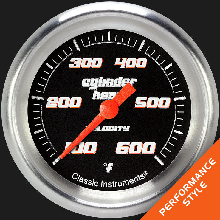 Classic Instruments Velocity Black 2 5/8" Cylinder Head Temp. Gauge - VS397BAPF