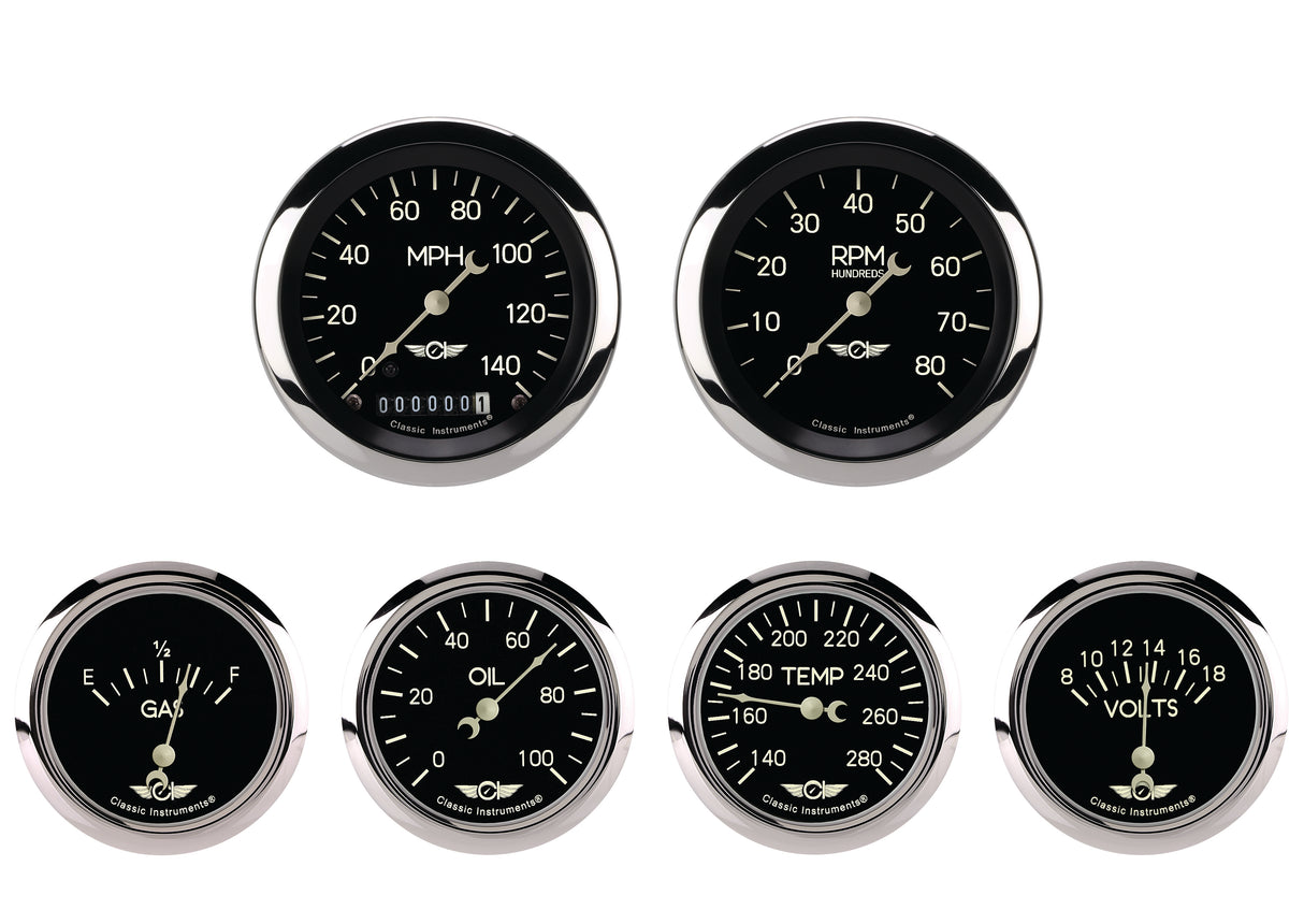 Classic Instruments Classic Series Six Gauge Set, 3 3/8" - CL901SRC