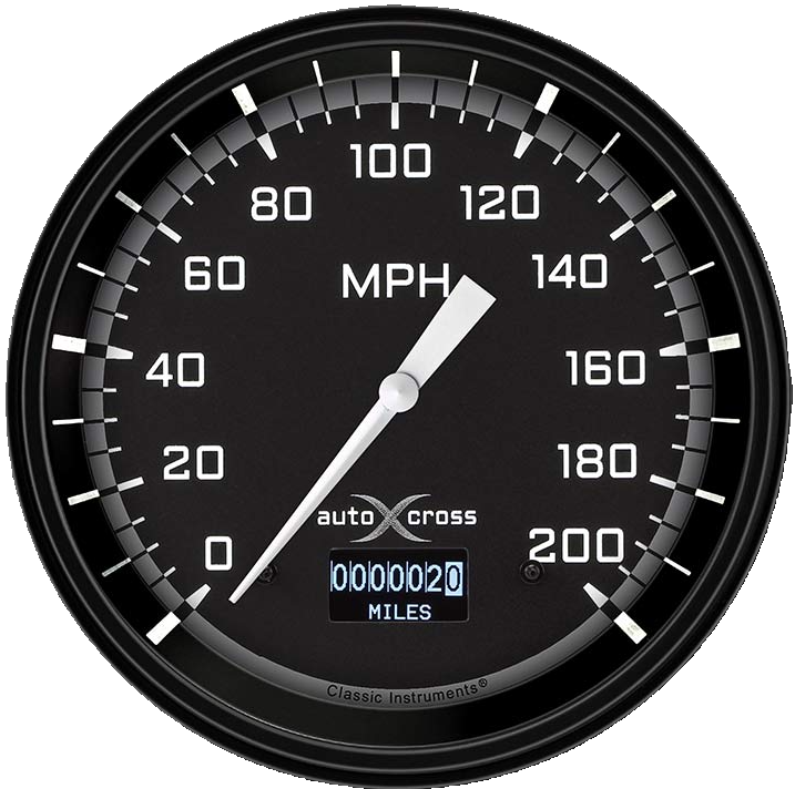 Classic Instruments AutoCross Gray 4 5/8" Speedometer with Information Screen - AX56DGBLF