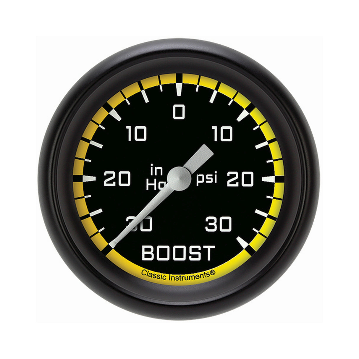 Classic Instruments Autocross Yellow 2 5/8" Boost/Vac Gauge - AX341YBPF