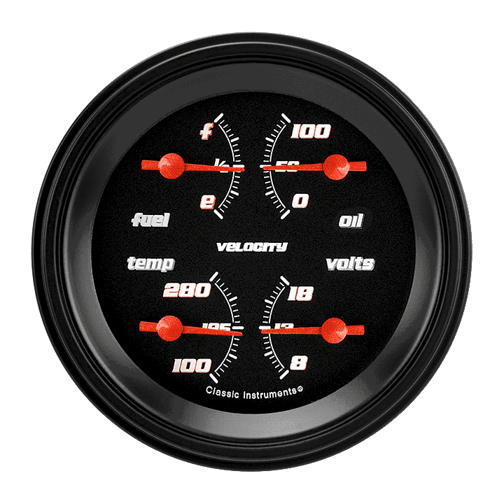 Classic Instruments Velocity Black 3 3/8" Quad - VS76BBLF