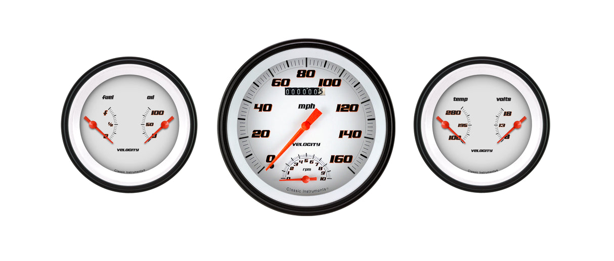 Classic Instruments Velocity White Three Gauge Set - VS61WBLF