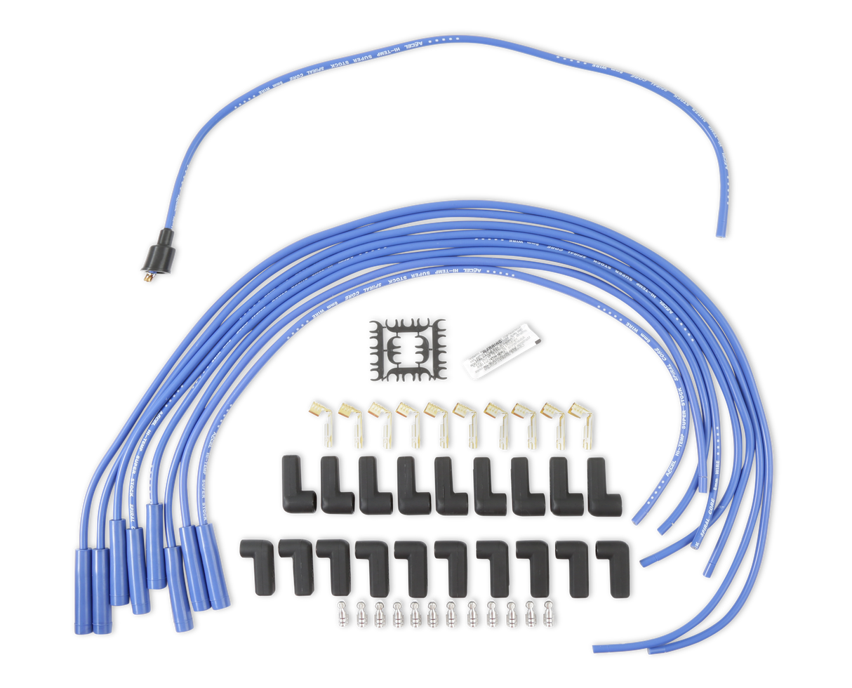 ACCEL Spark Plug Wire Set - 8mm - Universal - Blue Wire with Blue Straight Boots - 5040B