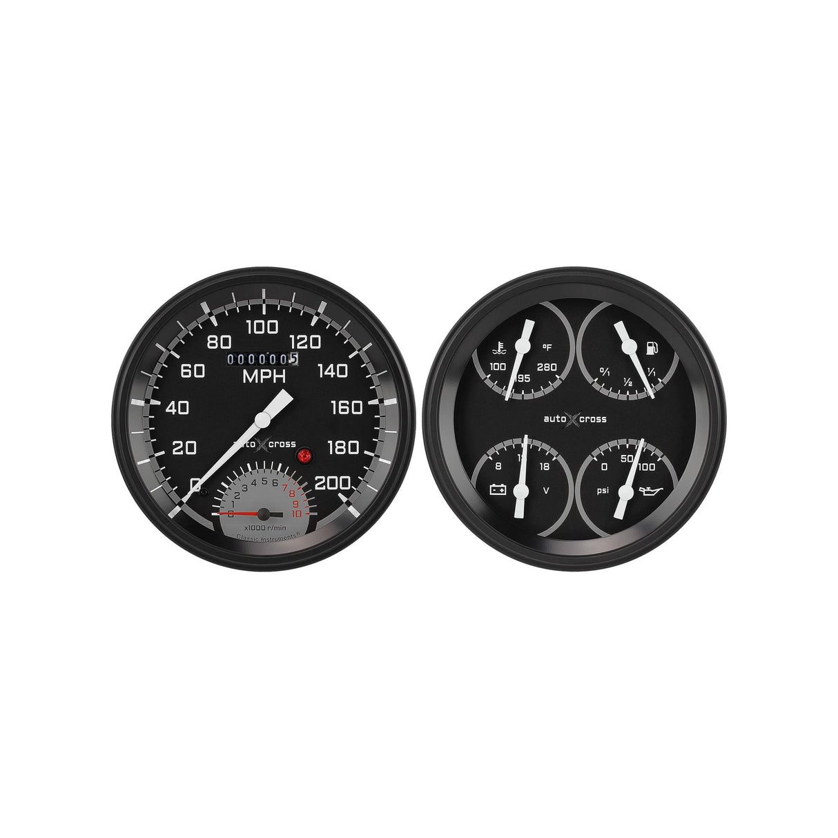 Classic Instruments AutoCross Gray Two Gauge Set - AX62GBLF
