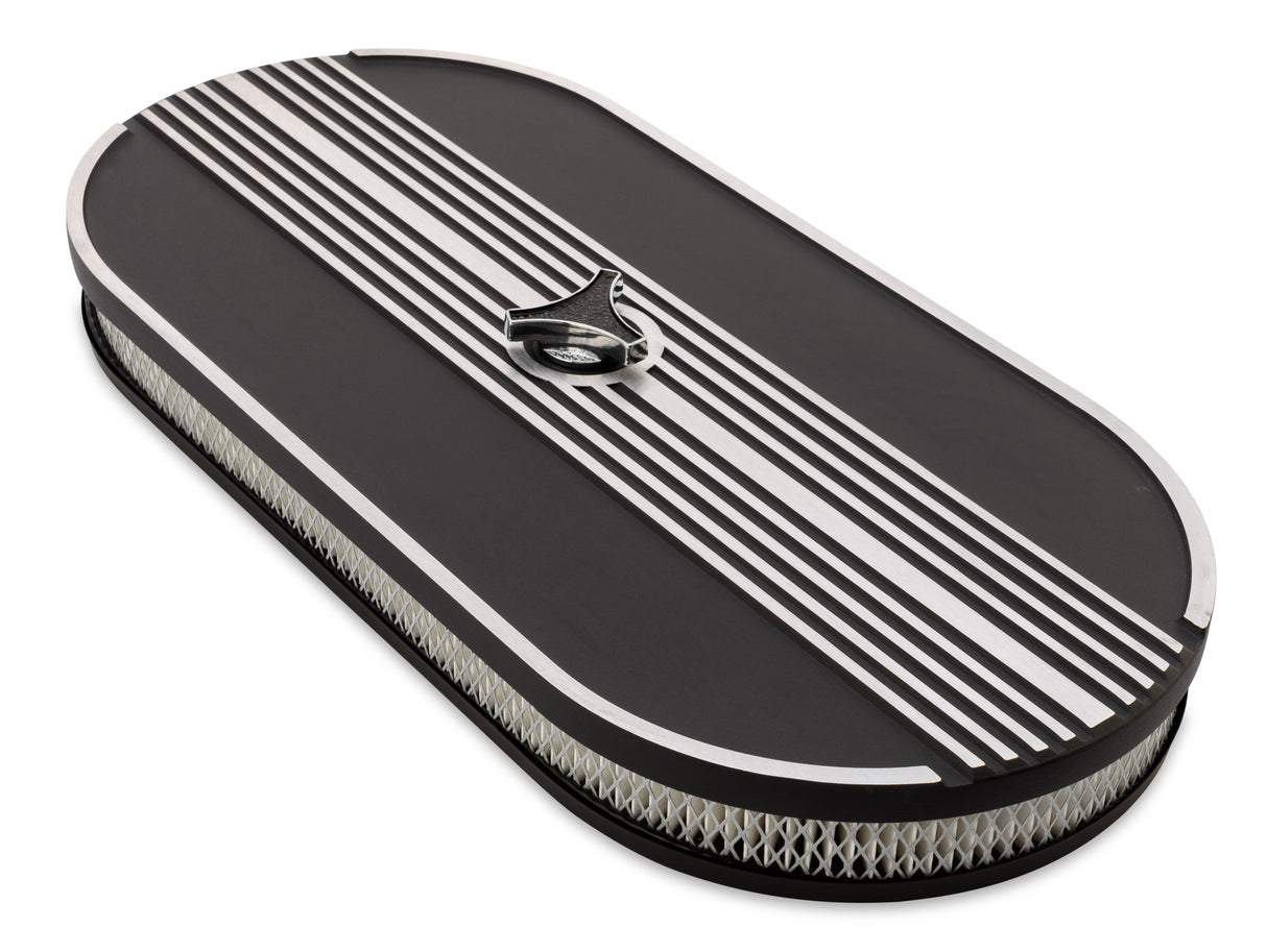 Scott Drake Aluminum Oval Air Cleaner Assembly Black - S1MS-9600-P