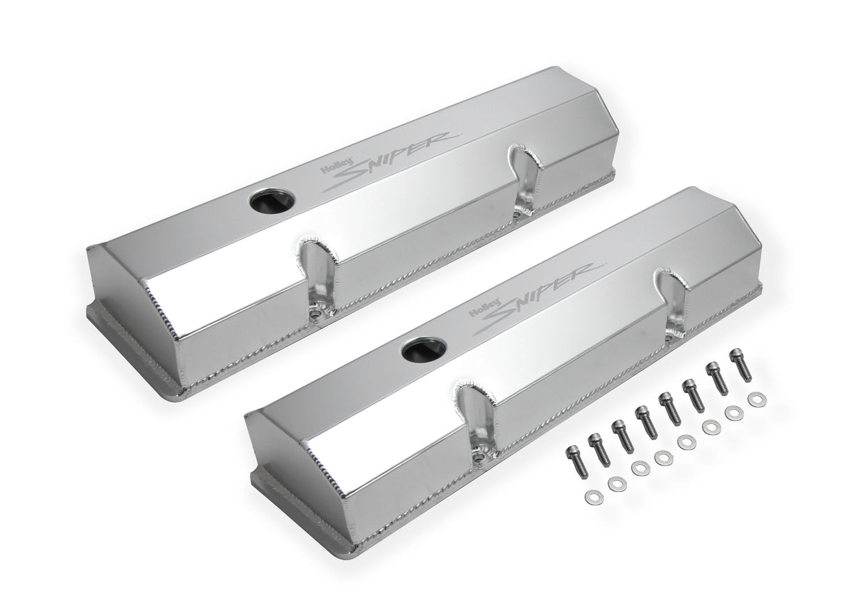 Holley 890010 Sniper Valve Cover - Fabricated Aluminum - SBC - Perim Bolt - Flat - Anodized