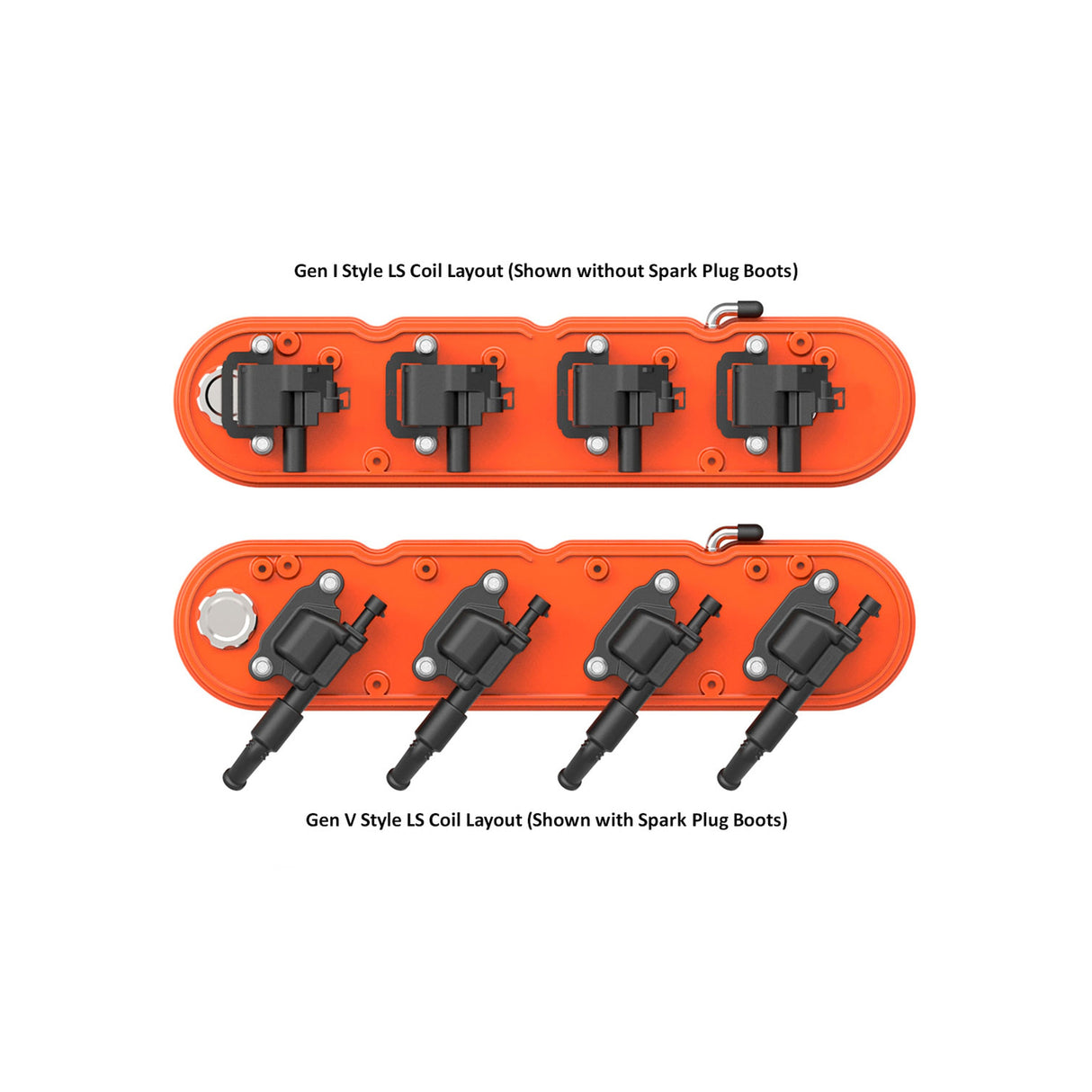 Holley 241-183 2-Piece Finned Valve Cover - Gen III/IV LS - Factory Orange Machined