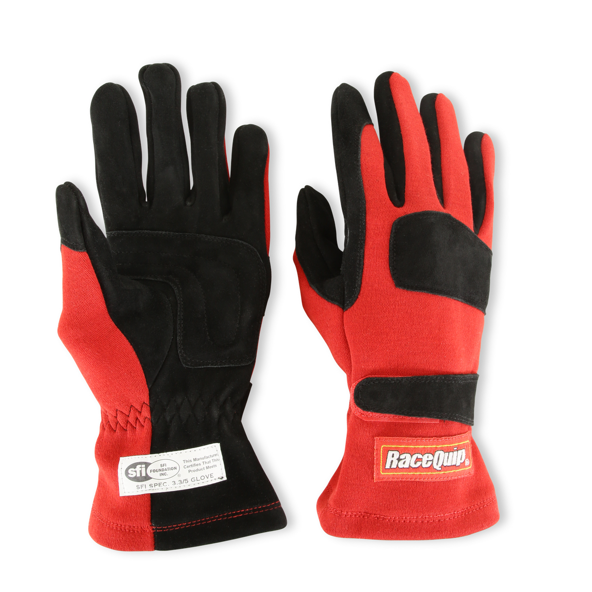 Racequip SFI 3.3/5 Red / Black Short Gauntlet Nomex Race Gloves - Large - 355015RQP