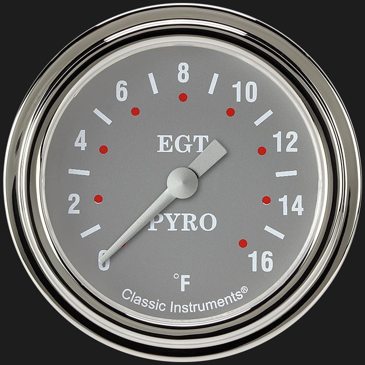 Classic Instruments Silver Gray 2 5/8" Exhaust Gas Temp. Gauge - SG398SLF