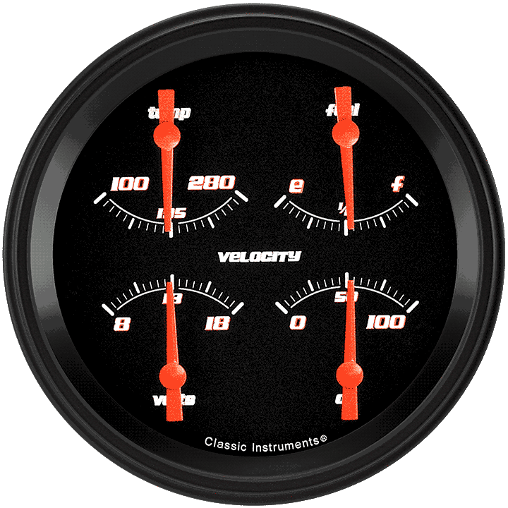 Classic Instruments Velocity Black 4 5/8" Quad - VS78BBLF