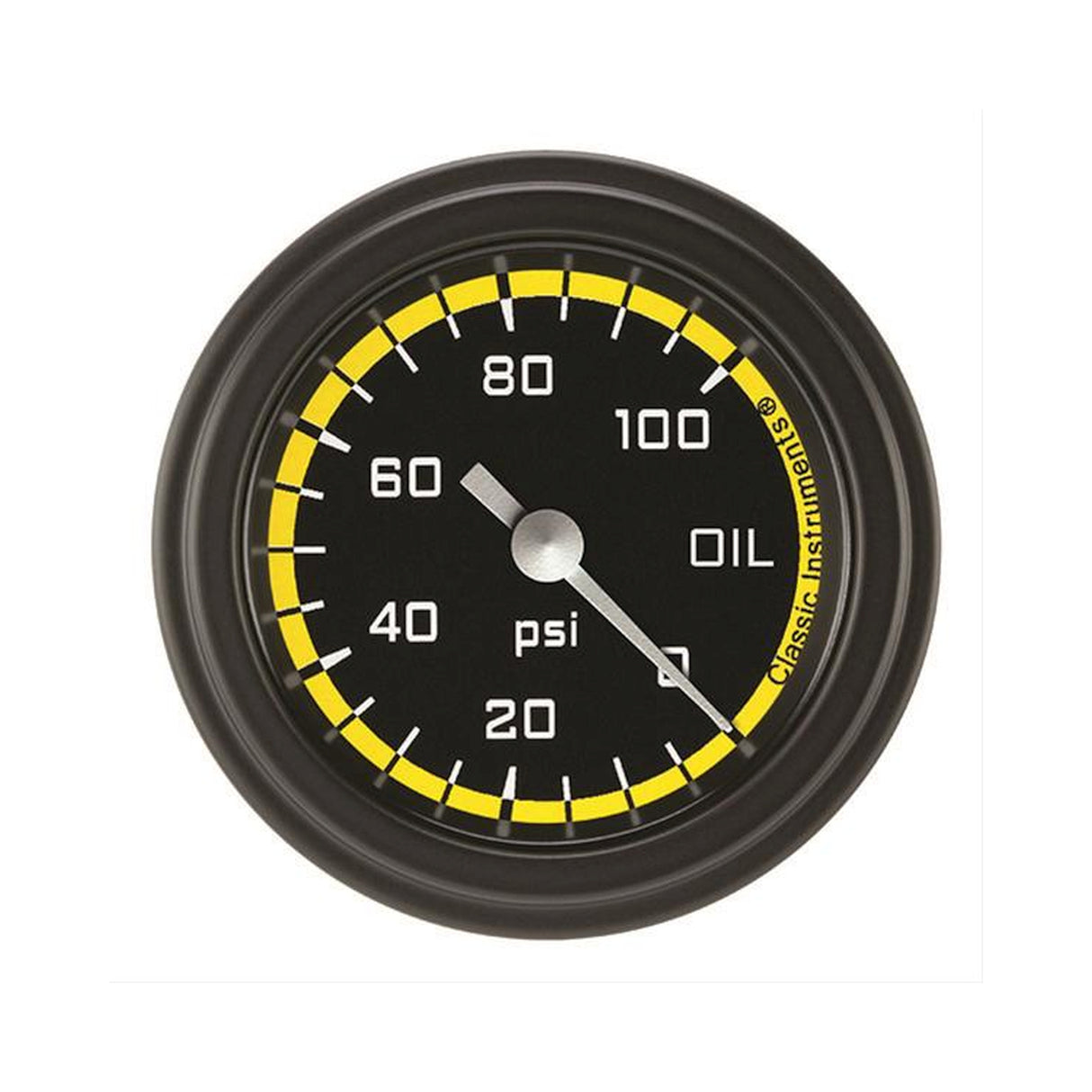 Classic Instruments Autocross Yellow 2 1/8" Oil Pressure Gauge - AX181YBLF