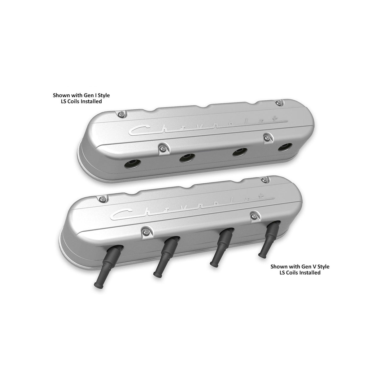 Holley 241-175 2-Piece "Chevrolet" Script Valve Cover - Gen III/IV LS - Natural