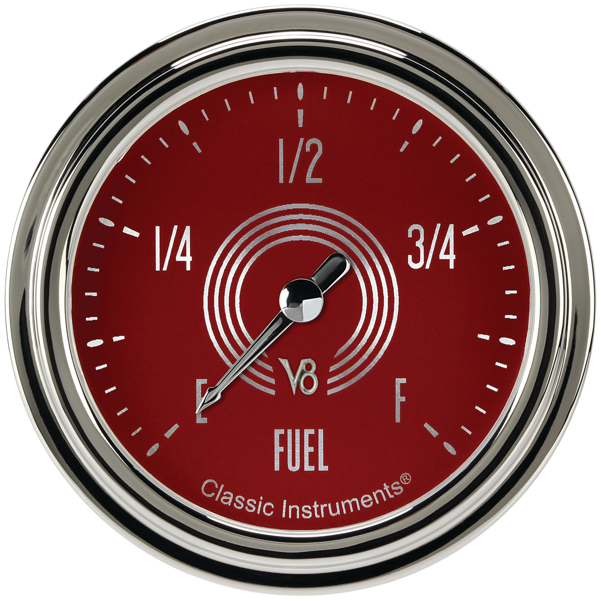Classic Instruments V8 Red Steelie 2-5/8" Fuel Level Gauge - V8RS309SLC