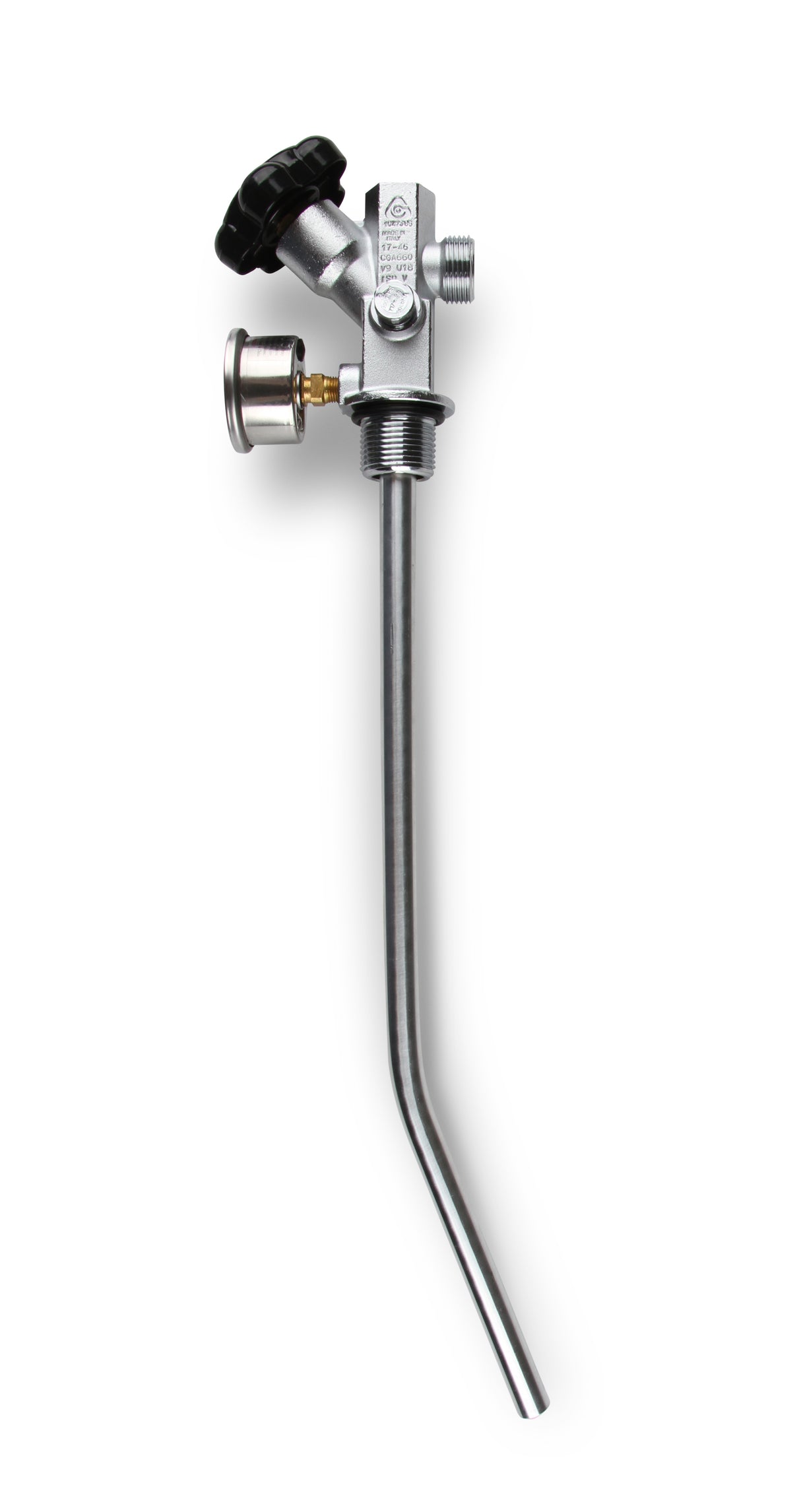 NOS 10 lb. Bottle Super Hi-Flow Valve Assembly with Siphon Tube and Black Gauge - 16137ABNOS
