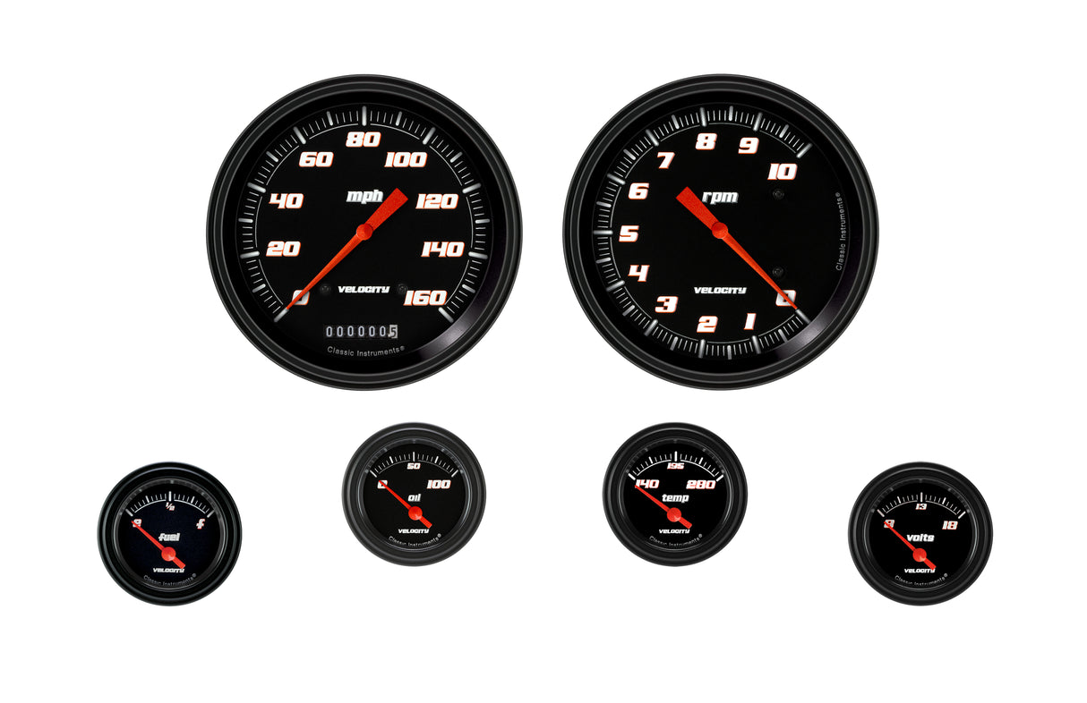 Classic Instruments Velocity Black Six Gauge Set 51 - VS51BBLF