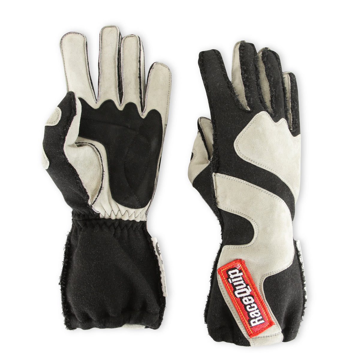 Racequip SFI 3.3/5 Black / Gray Outseam Short Gauntlet Nomex Race Gloves - Medium - 356603RQP