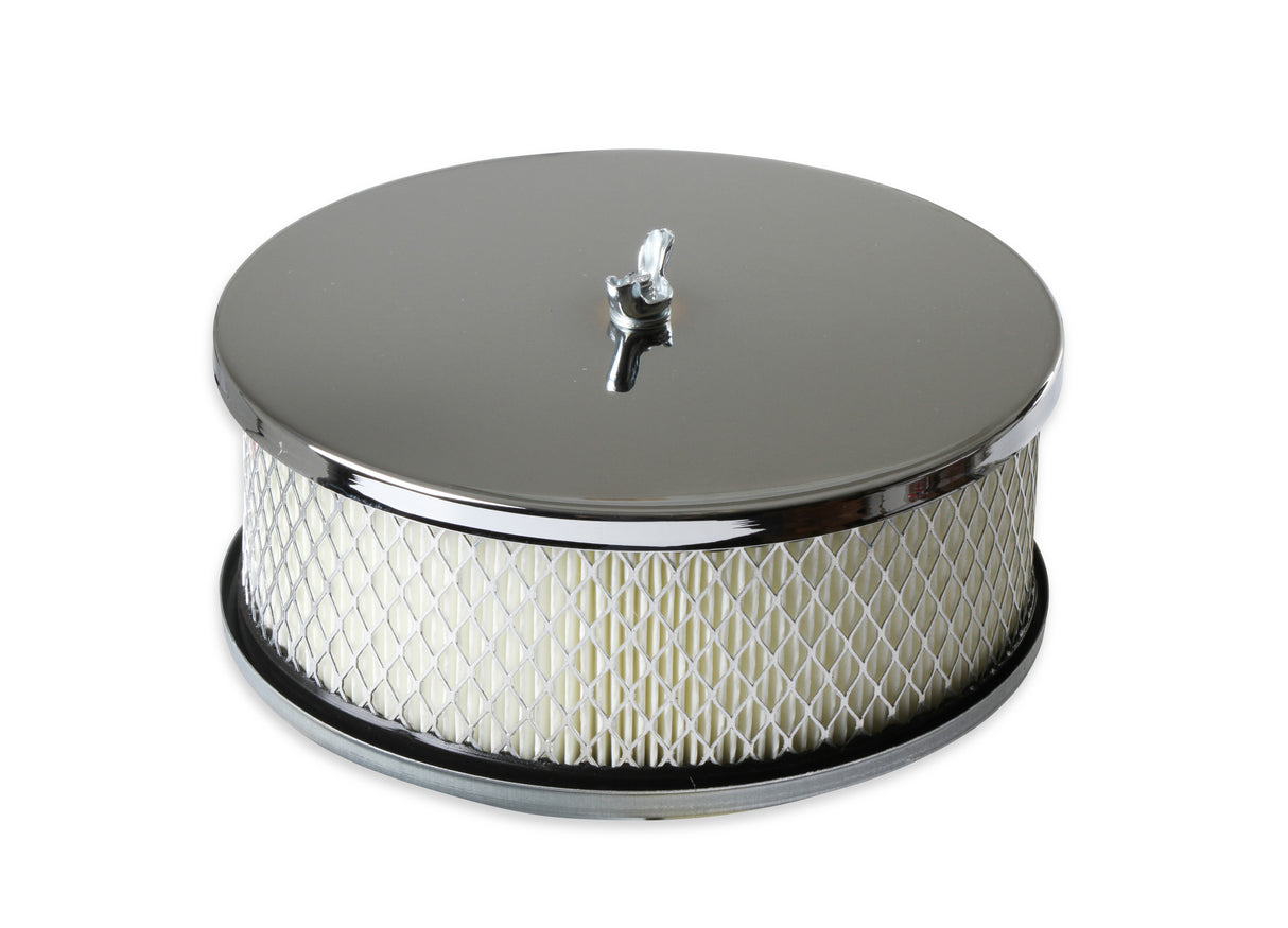 Mr Gasket Air Cleaner - 6-1/2 Inch Diameter, 2-7/16 Inch Tall - Chrome - 1485