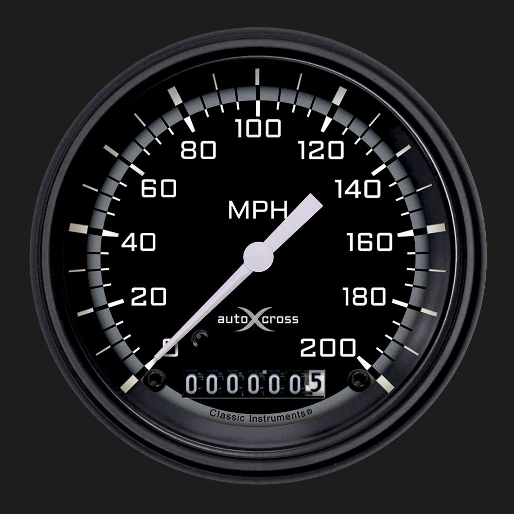 Classic Instruments AutoCross Gray 3-3/8" Speedometer Gauge - AX57GBLF