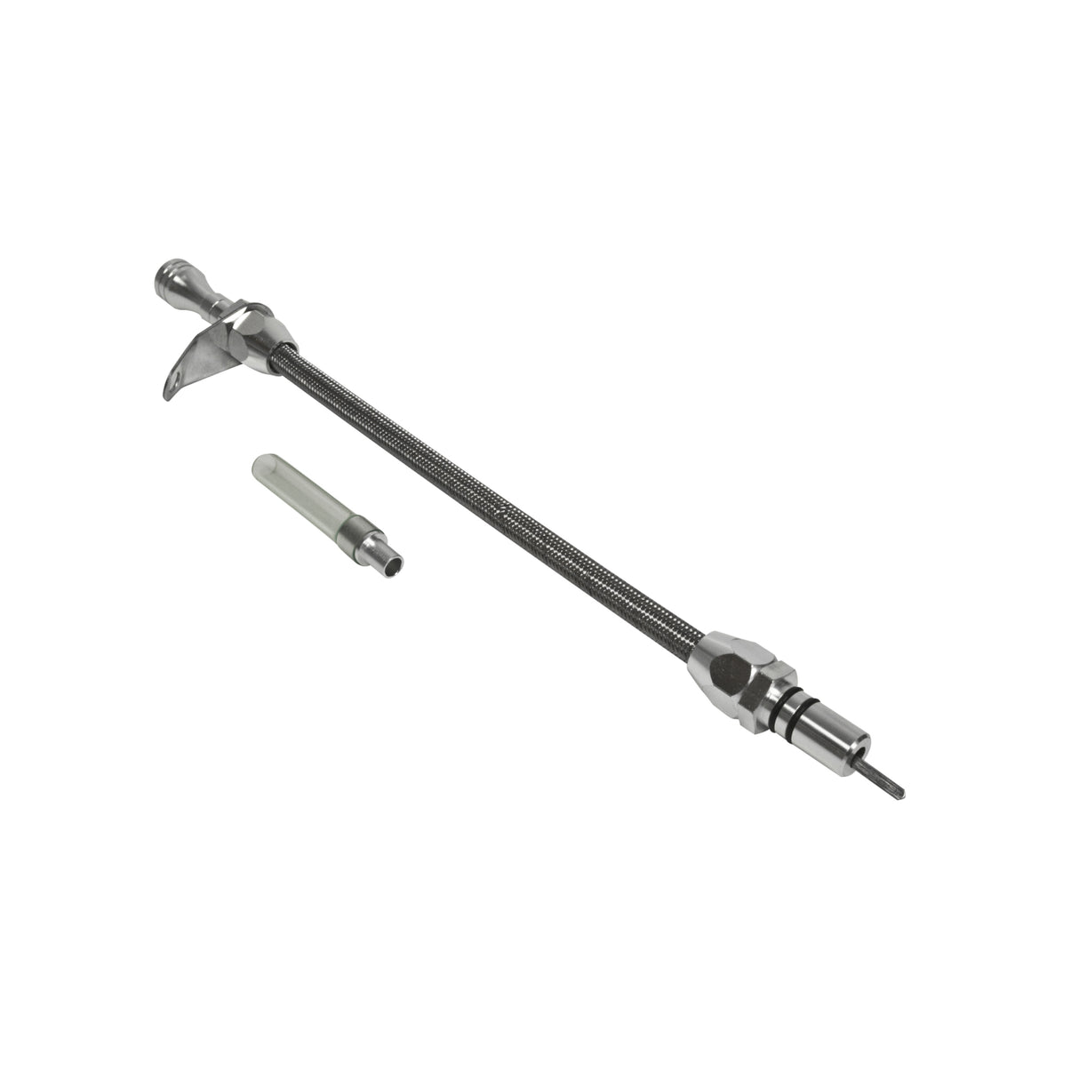 B&M Auto Transmission Dipstick & Tube - Billet Aluminum/Stainless Steel Braided - 22165