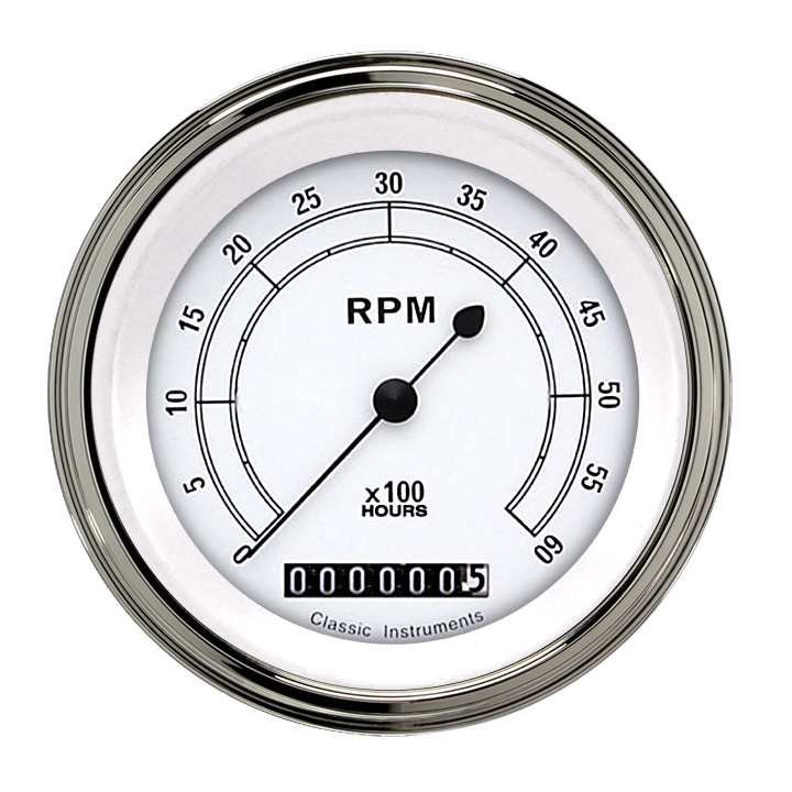 Classic Instruments Classic White 3 3/8" Tachometer - CW60HSLF