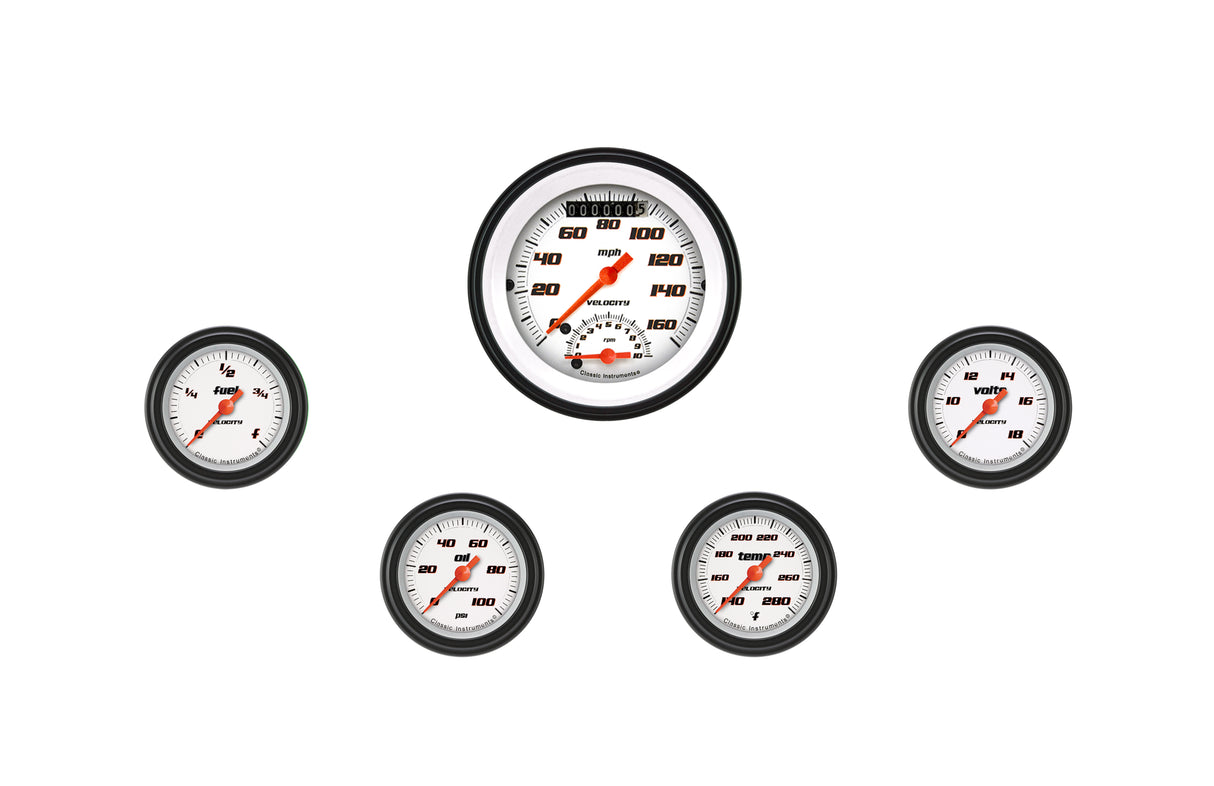 Classic Instruments Velocity White Five Gauge Set 135 - VS135WBLF