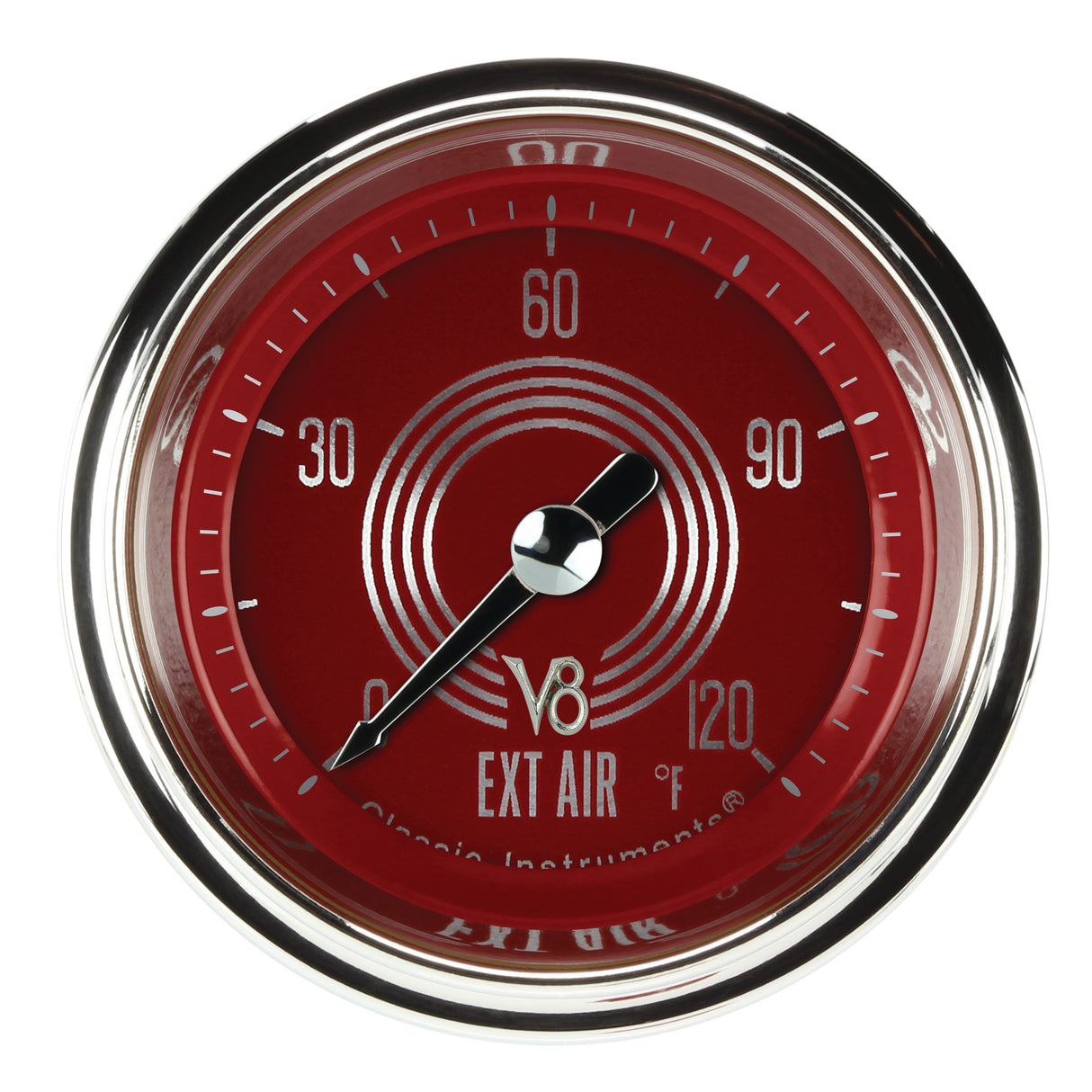 Classic Instruments V8 Red Steelie 2-1/8" Outside Air Tempature Gauge - V8RS199SHC