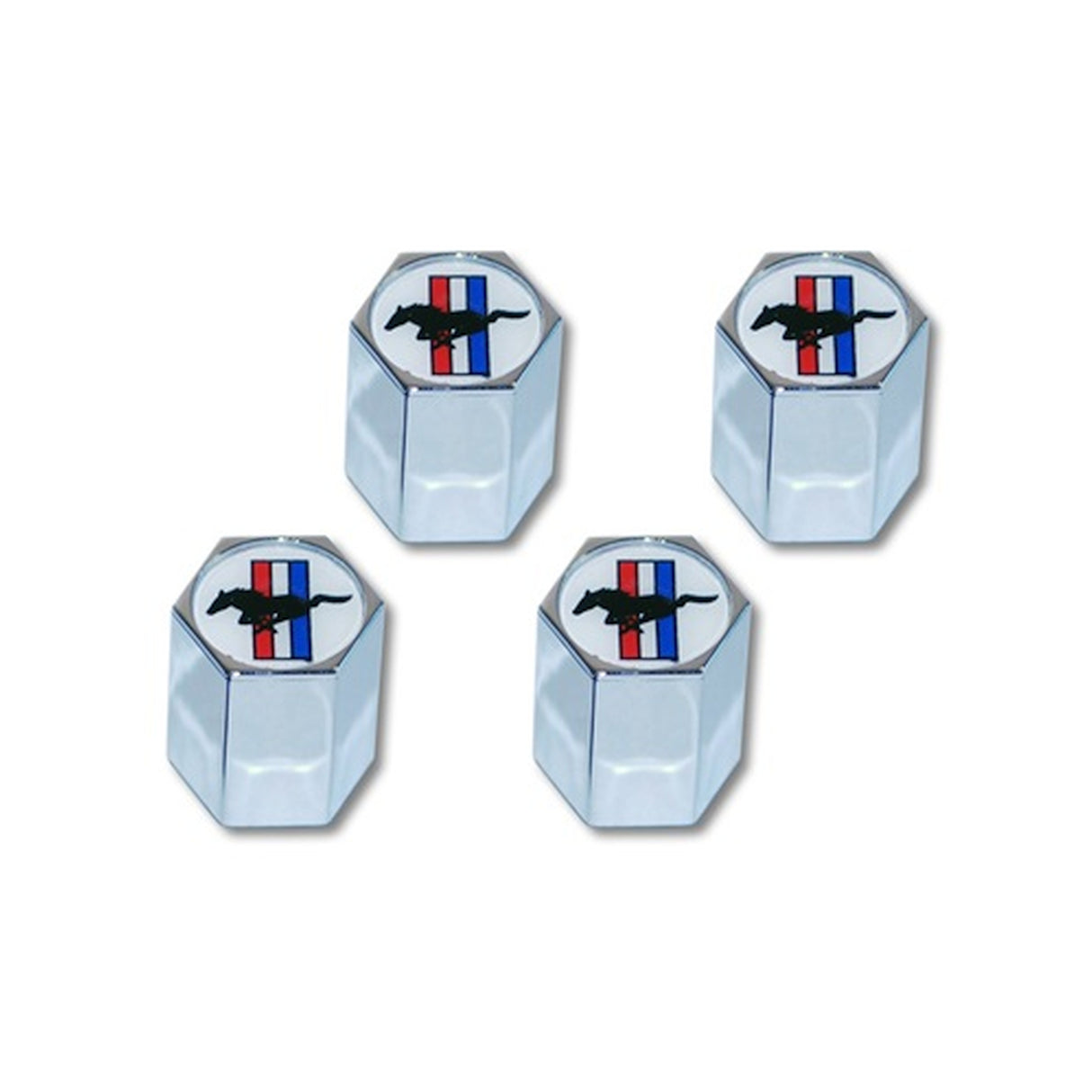 Scott Drake Tri-bar logo valve cap, set 4 - ACC-5033270