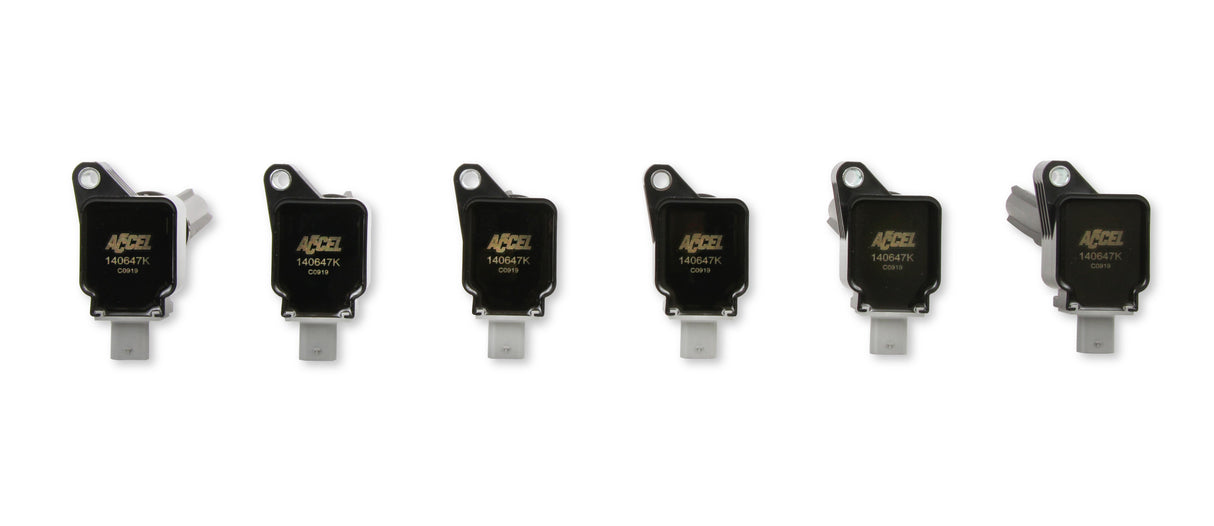 ACCEL Ignition Coil 2017-2020 Ford EcoBoost 3.5L engines, Black, 6-pack - 140647K-6