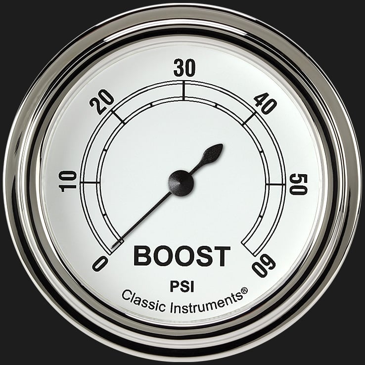 Classic Instruments Classic White 2 5/8" Boost Gauge, 60 psi - CW343SLF