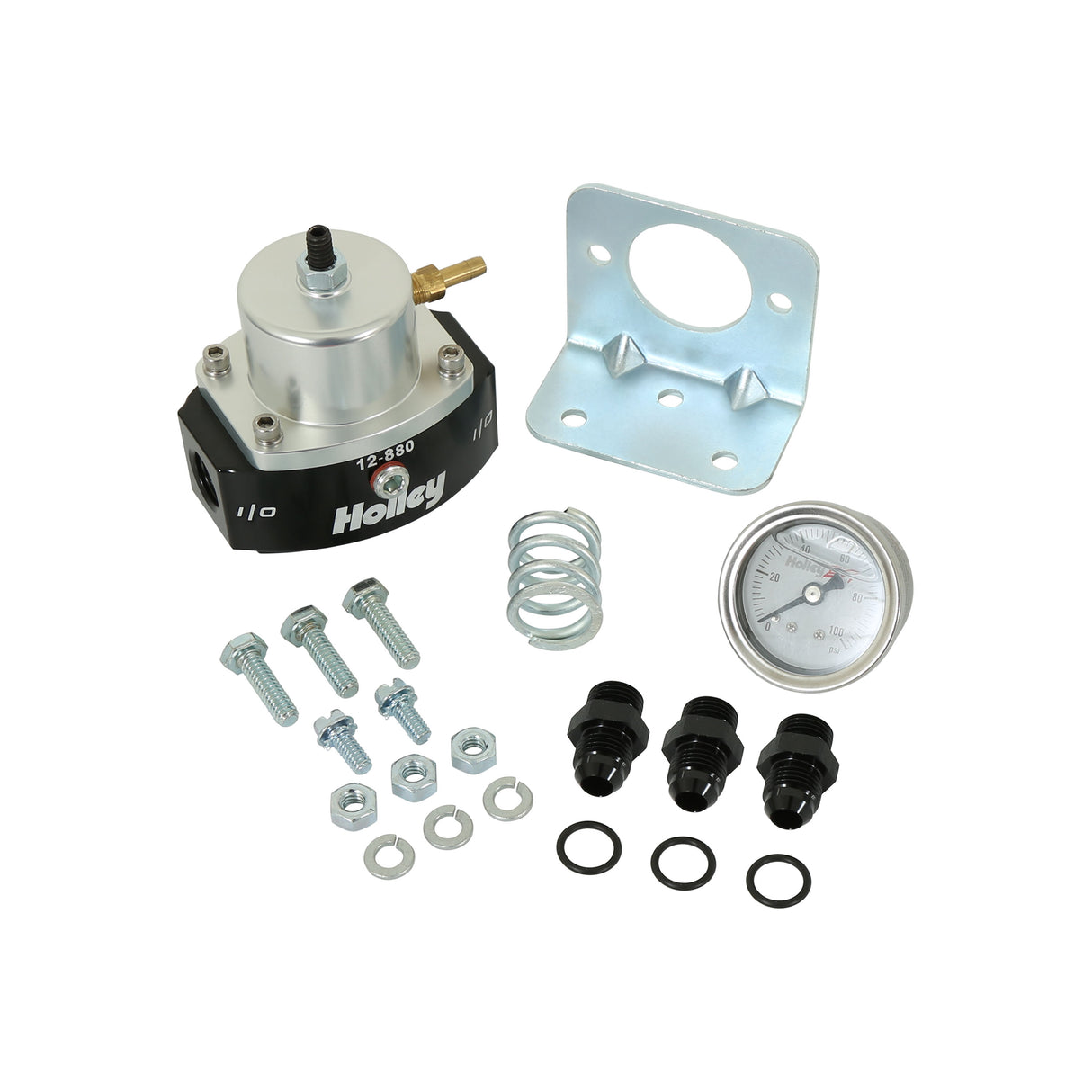 Holley 12-880KIT Carb/EFI Adjustable Billet By-Pass Regulator-6AN Kit