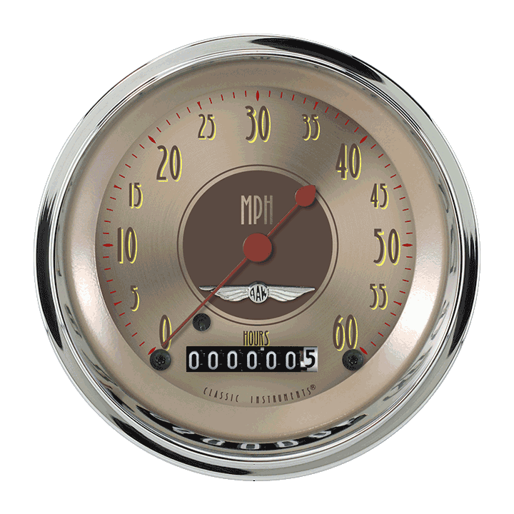 Classic Instruments All American Nickel 3 3/8" Low Speed Speedometer - LSAN