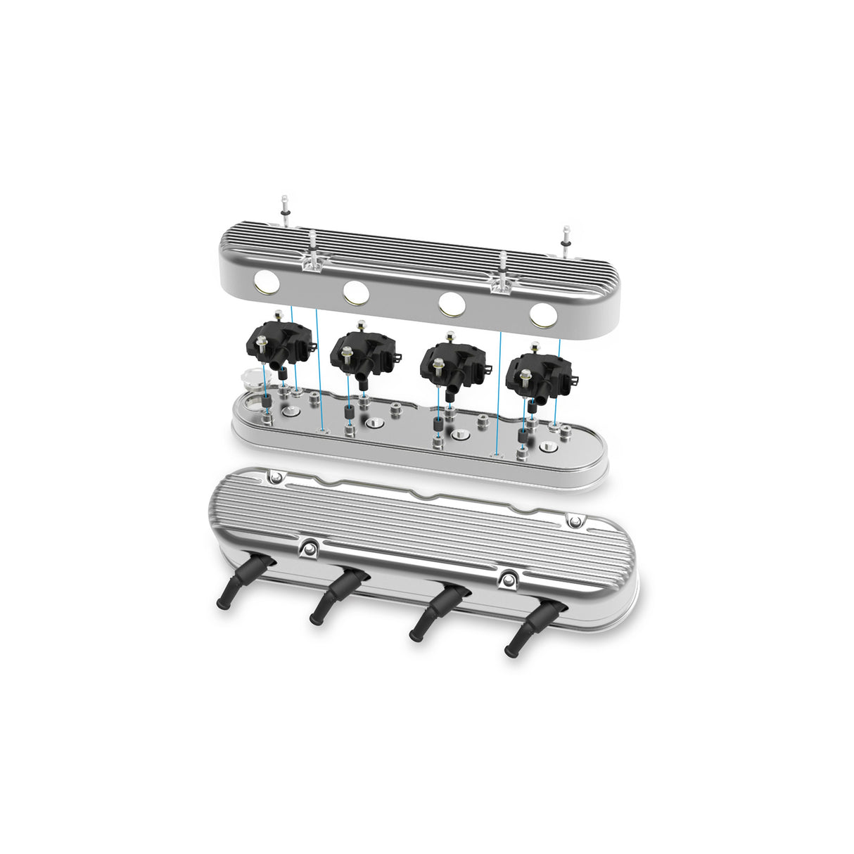 Holley 241-181 2-Piece Finned Valve Cover - Gen III/IV LS - Polished
