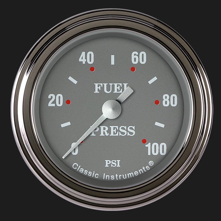 Classic Instruments Silver Gray 2 1/8" Fuel Pressure Gauge, 100 psi - SG146SLF